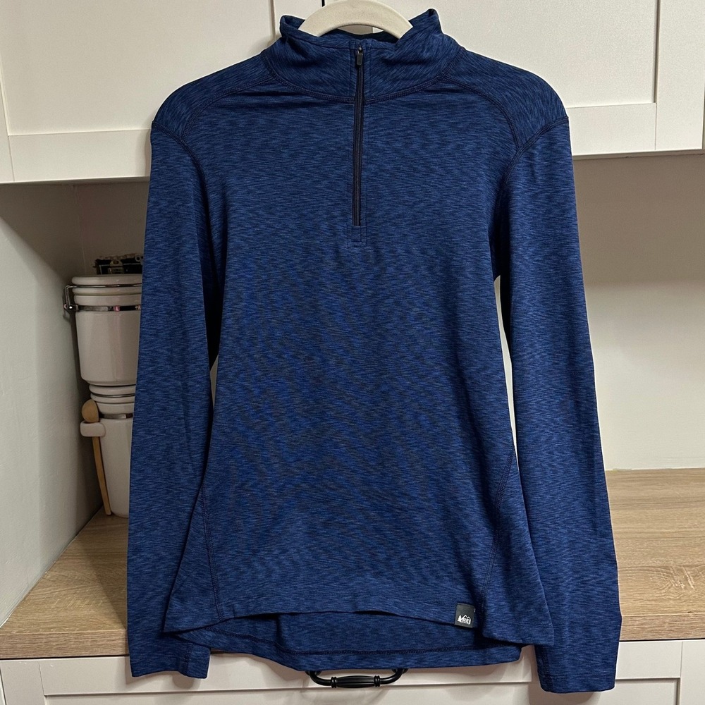 REI Co-op 1/4 Zip Pullover Womens Small Blue Heathered Space Dye Gorpcore Hiking